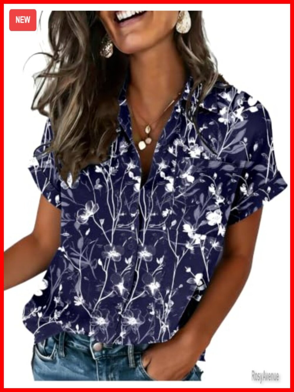Women's Short Sleeve Button Down Shirt Blouse Casual Business Top Stretchable